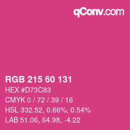 颜色代码: RGB 215 60 131 | qconv.com