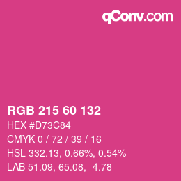 カラーコード: RGB 215 60 132 | qconv.com
