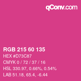 カラーコード: RGB 215 60 135 | qconv.com