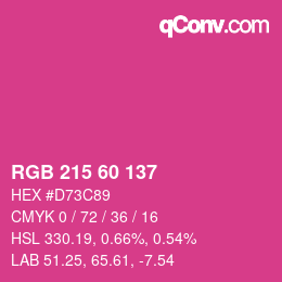 カラーコード: RGB 215 60 137 | qconv.com