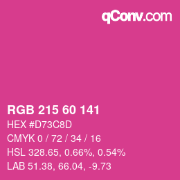 颜色代码: RGB 215 60 141 | qconv.com