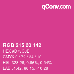 カラーコード: RGB 215 60 142 | qconv.com