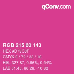 カラーコード: RGB 215 60 143 | qconv.com
