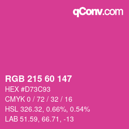 颜色代码: RGB 215 60 147 | qconv.com
