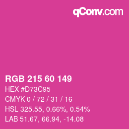 カラーコード: RGB 215 60 149 | qconv.com