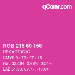 カラーコード: RGB 215 60 156 | qconv.com