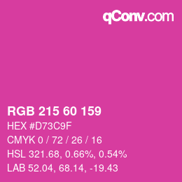 カラーコード: RGB 215 60 159 | qconv.com