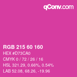カラーコード: RGB 215 60 160 | qconv.com