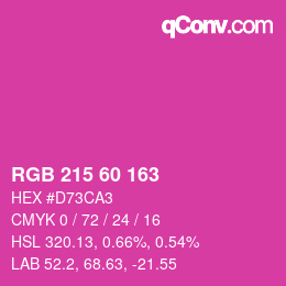 カラーコード: RGB 215 60 163 | qconv.com