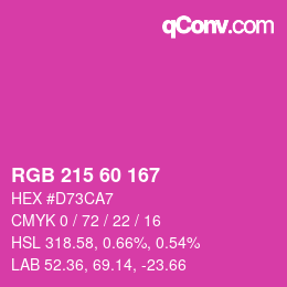 カラーコード: RGB 215 60 167 | qconv.com