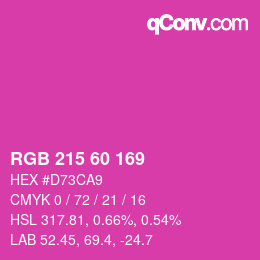 颜色代码: RGB 215 60 169 | qconv.com