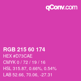カラーコード: RGB 215 60 174 | qconv.com