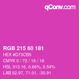 カラーコード: RGB 215 60 181 | qconv.com