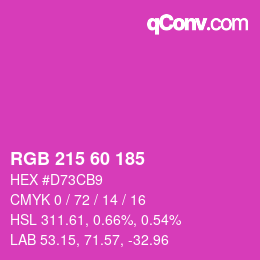 カラーコード: RGB 215 60 185 | qconv.com