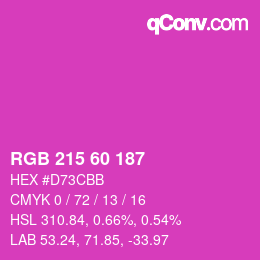 颜色代码: RGB 215 60 187 | qconv.com