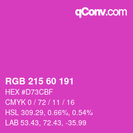 カラーコード: RGB 215 60 191 | qconv.com