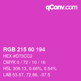 カラーコード: RGB 215 60 194 | qconv.com