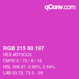 カラーコード: RGB 215 60 197 | qconv.com