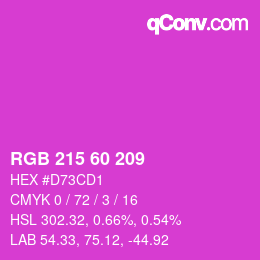 カラーコード: RGB 215 60 209 | qconv.com