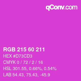 颜色代码: RGB 215 60 211 | qconv.com