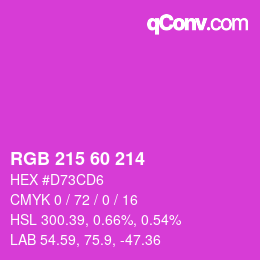 颜色代码: RGB 215 60 214 | qconv.com
