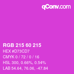 カラーコード: RGB 215 60 215 | qconv.com