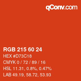 カラーコード: RGB 215 60 24 | qconv.com