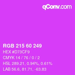 カラーコード: RGB 215 60 249 | qconv.com