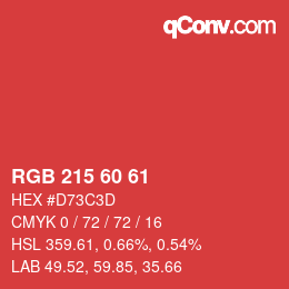 Color code: RGB 215 60 61 | qconv.com