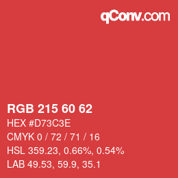 颜色代码: RGB 215 60 62 | qconv.com