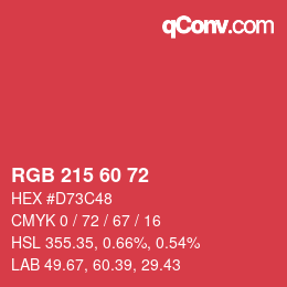 カラーコード: RGB 215 60 72 | qconv.com