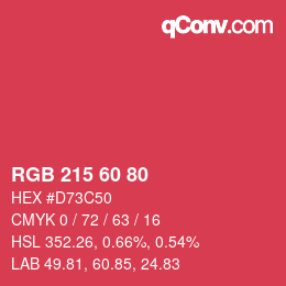 カラーコード: RGB 215 60 80 | qconv.com