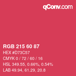 カラーコード: RGB 215 60 87 | qconv.com
