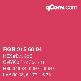 カラーコード: RGB 215 60 94 | qconv.com