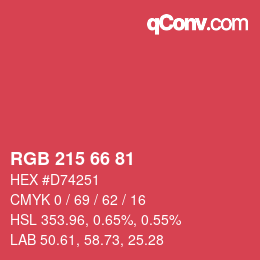 カラーコード: RGB 215 66 81 | qconv.com