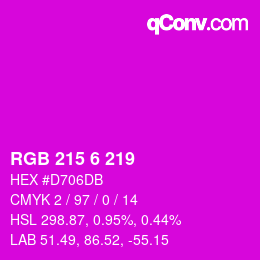 Color code: RGB 215 6 219 | qconv.com