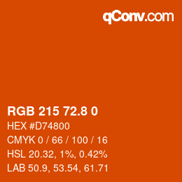 カラーコード: RGB 215 72.8 0 | qconv.com