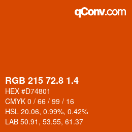 カラーコード: RGB 215 72.8 1.4 | qconv.com