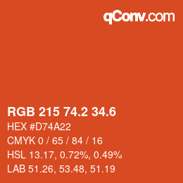 カラーコード: RGB 215 74.2 34.6 | qconv.com