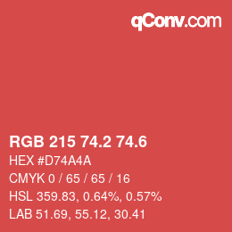 カラーコード: RGB 215 74.2 74.6 | qconv.com