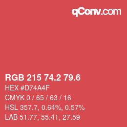 カラーコード: RGB 215 74.2 79.6 | qconv.com