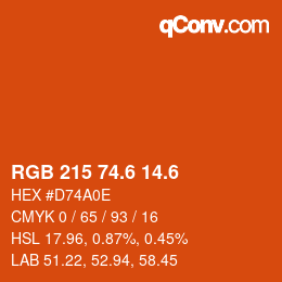 カラーコード: RGB 215 74.6 14.6 | qconv.com