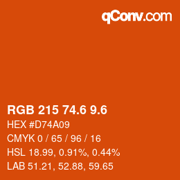 カラーコード: RGB 215 74.6 9.6 | qconv.com