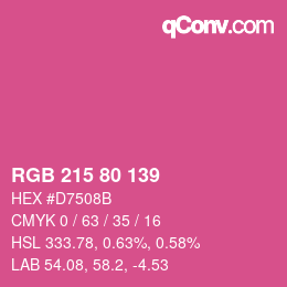Color code: RGB 215 80 139 | qconv.com