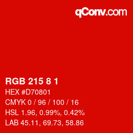 Color code: RGB 215 8 1 | qconv.com