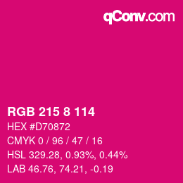 カラーコード: RGB 215 8 114 | qconv.com