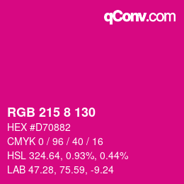 Color code: RGB 215 8 130 | qconv.com