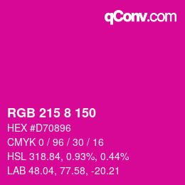 カラーコード: RGB 215 8 150 | qconv.com