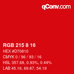 Color code: RGB 215 8 16 | qconv.com