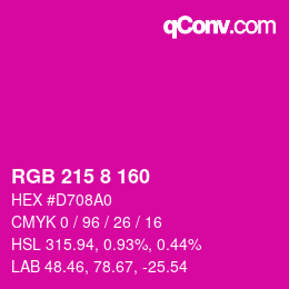 Color code: RGB 215 8 160 | qconv.com